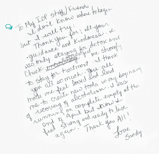 Testimonial letter from Lighthouse Alumni Sandy