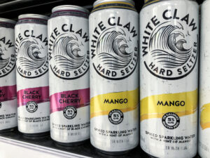 Cans of White Claw mango and black cherry flavor 